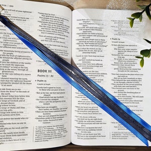 Blue and Black Ribbon Bookmark for Bibles and Journals | 4 Stranded