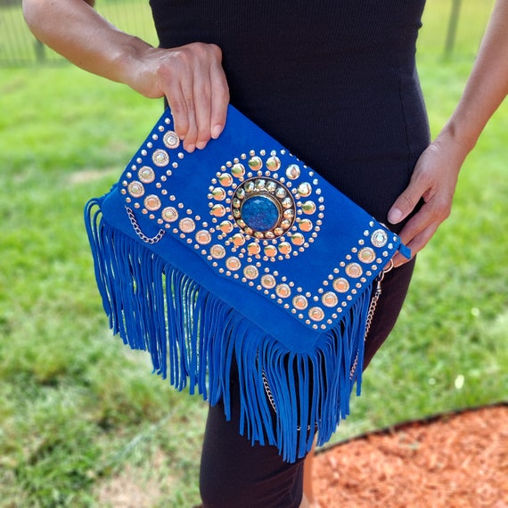 Borsa con frange camoscio best sale