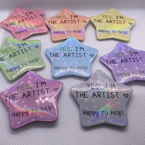 I&#39;m the Artist + NOT the Artist Star Shaped Rainbow Holo Buttons