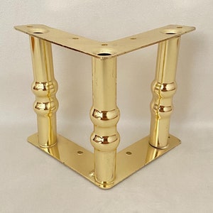 Set van 4 goud- en zilverkleurige metalen meubelpoten: bank, tafel, kastpoten