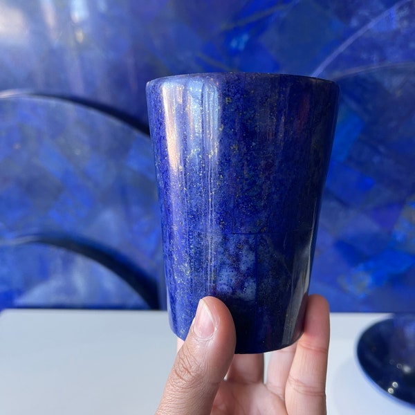 Taza de café Lapislázuli, Piedra curativa azul, Lapislázuli, Taza de piedras preciosas, Taza de lapislázuli hecha a mano, Afganistán Badakhshan Lapislázuli