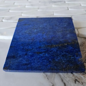 Lapis Lazuli  Tile, Stone Sided Tile | Chakra, Anxiety, Polished, courage, Stone Slice, Earth Stone, Blue Aventurine, Crystal Gifts, peace,