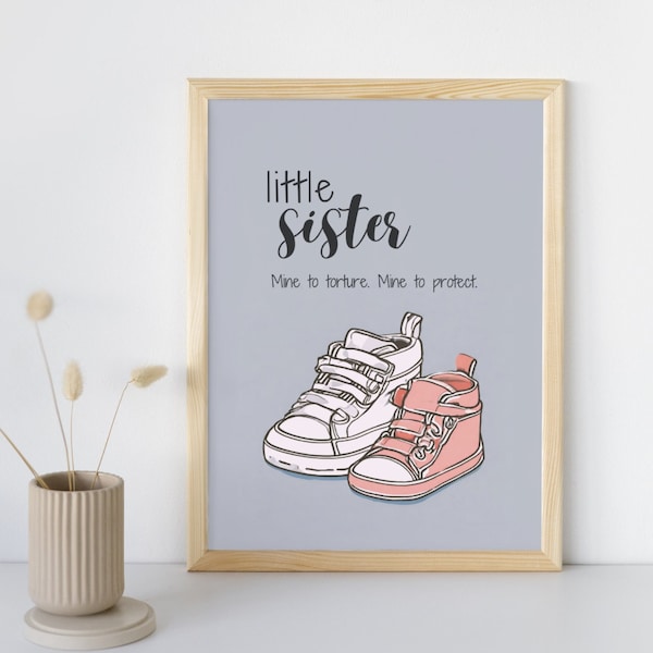 Little Sister Nursery Decor, Sneaker Nursery Decor, Sister Wall Art, Girl Room Art, Girl Nursery Art, Baby Shoes Art