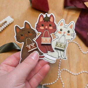 Tote Bag Cat Vinyl Sticker | Scrapbook Sticker, Water Bottle Sticker, Laptop Sticker