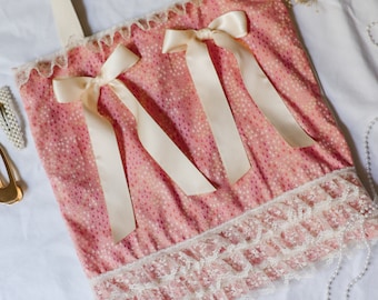 Pink Bow and Lace Handmade Shoulder Bag Tote Bag // Bow and Lace Tote Bag