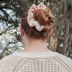 Large Colorful Patchwork Handmade Scrunchie // Handmade Hair Accessory image 3