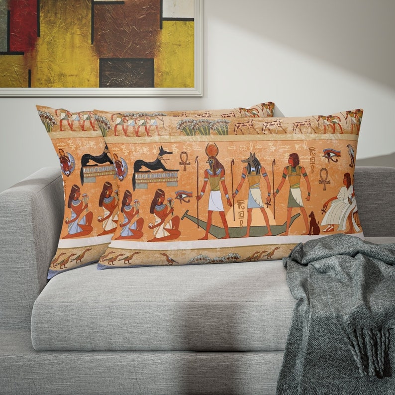 Ancient Egyptian Scene, Egyptian Art Throw Pillow Cases, Egyptian