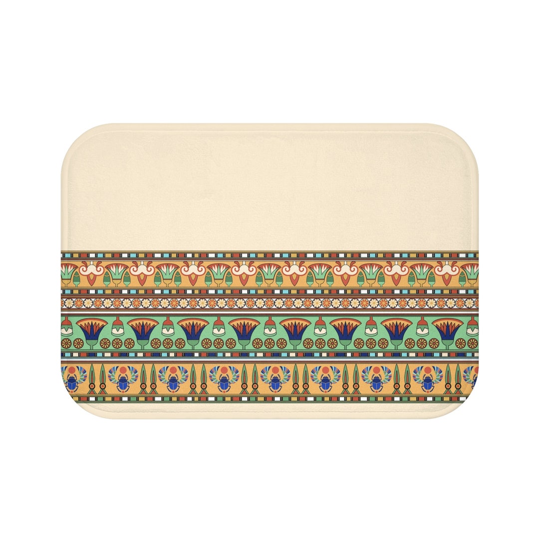 Ancient Egyptian Lotus Flower Art, Egyptian Theme Memory Foam Bath Mat ...