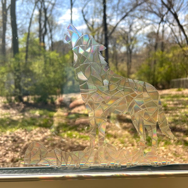 Wolf Suncatcher Window Decal - Rainbow Window Sticker - Wolf Lovers Gift