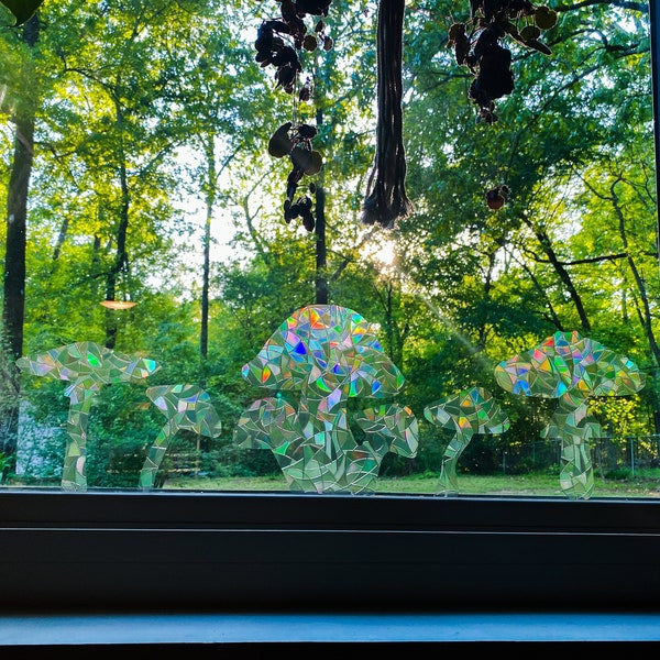 Groovy Mushrooms - Window Clings - Removable/Reusable - Set of *5* - Rainbow Room Aesthetic