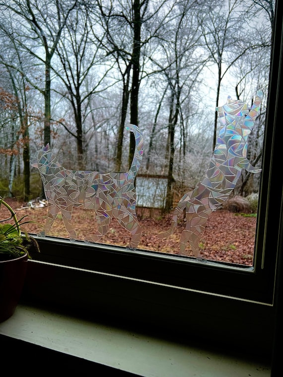 Rainbow Kitty Cat Static Cling Suncatcher - Window Sticker - Rainbow Decal