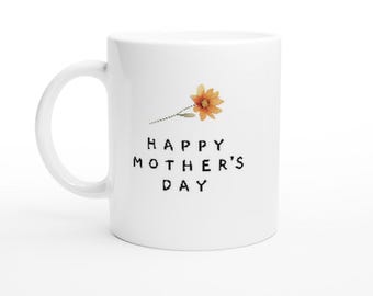 Happy Mother's Day Mug - Cute Ceramic Coffee Cup, Dishwasher Safe Gift for Mom
