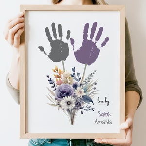 Birthday Handprint Art Handprint Gift For Mom Floral Bouquet Grandparents DIY Crafts for Kids Children Toddler Baby Activity Handprint Craft