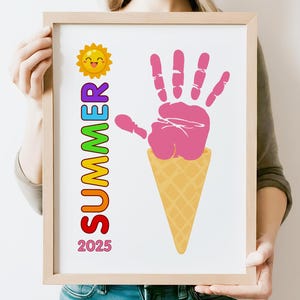 Summer Handprint Art Summer Preschool Activity Summer Handprint Craft For Toddlers Ice Cream Handprint Kids DIY Craft Digital Handprint Gift