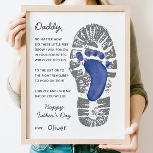 Fathers Day Footprint Craft Fathers Day Gift Fathers Day Poem Footsteps Footprint Memory Keepsake Art Gift For Dad From Baby Fathers Day PNG