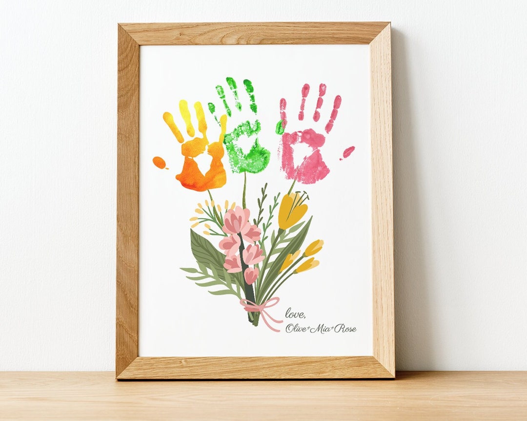 Mothers Day Handprint Flower Bouquet for Nana Mom Handprint Keepsake ...