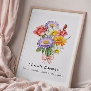 Birth Flower Bouquet Print Custom Birthday Gift For Family Gift for Mom Digital Birth Month Flower Bouquet Personalized Grandmas Garden Gift