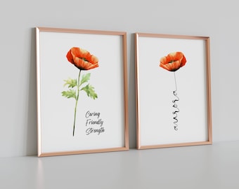 Birth Flower Name Print Colorful Wall Art Birthday Gift for Her Birthday Gift for Friend Digital Print Custom Birth Month Flower with Names