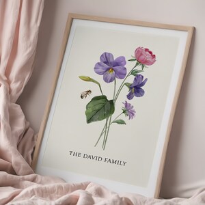 Birth Flower Family Bouquet Custom Digital Print Art Personalized Gift for Mom Birthday Grandmother Gift Family Portrait Grandmas Garden Art