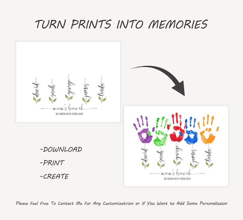 Grandparents Day Handprint Print Personalized Grandmas Garden With ...