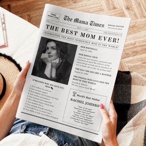 Mothers Day Newspaper Template Mothers Day Card Editable Mothers Day Newspaper Personalized Mothers Day Gifts Mothers Day Bouquet Wrap Gift
