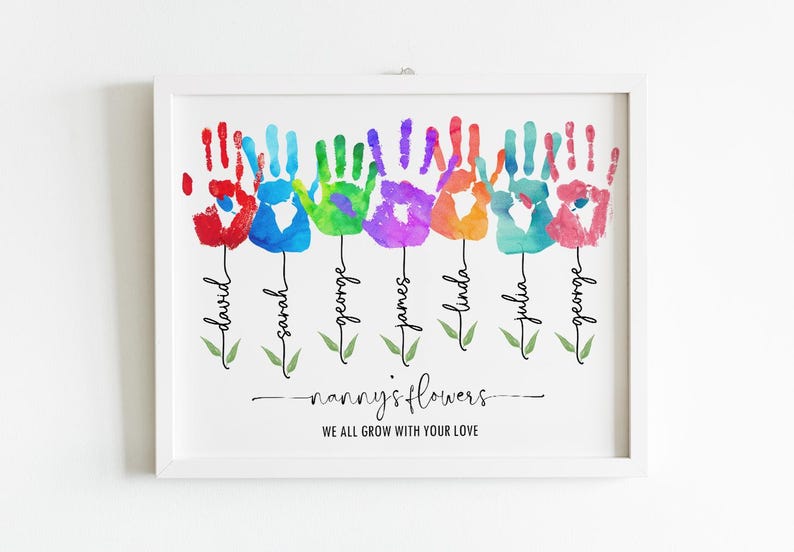 Grandparents Day Handprint Print Personalized Grandmas Garden With ...