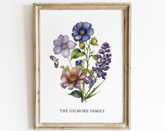 Buquê de flores de nascimento para a família, personalizado, com estampa de jardim para a vovó, presente para o Dia dos Avós e lembrança para a avó.