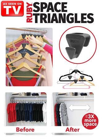 Cascade Clothes Hangers: Pack of 18 AS SEEN ON TV Space Triangles Hanger  Hooks to help organize you clothes storage. Create More Closet Storage Space