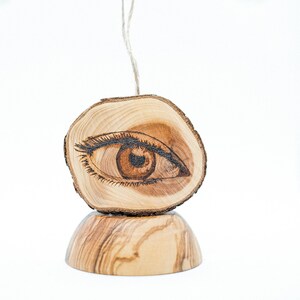 Lucky Evil Eye Gift Pyrography Wood Burning Art Bauble Hanging Wall Art Gift