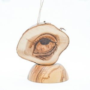 Lucky Evil Eye Pyrography Wood Burning Art Bauble Hanging Wall Art