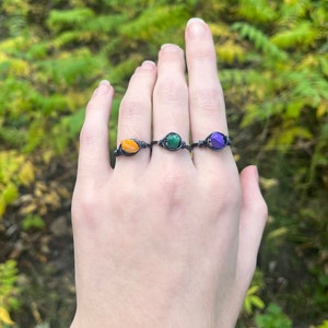 Assorted Crystal Rings - Authentic and Handmade - Black or Silver bands
