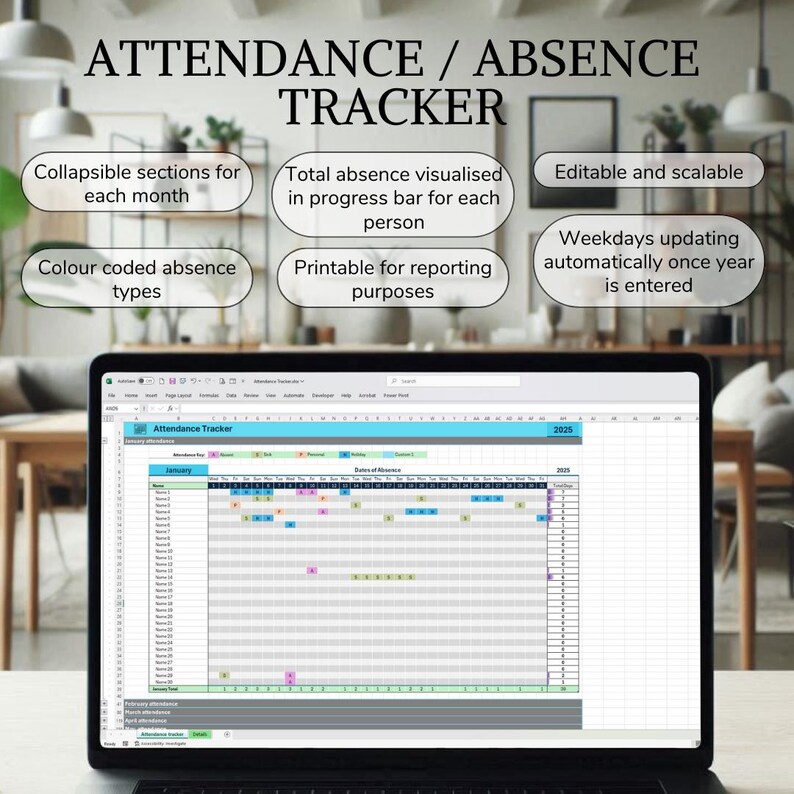 Attendance & Absence Tracker – Employee, Staff and Student Excel ...