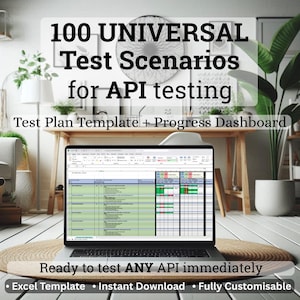 Test Plan Template + 100 Universal Test Scenarios for API Testing + Progress Dashboard | Excel Digital Download