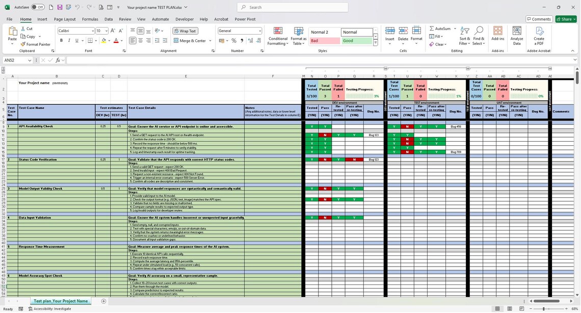 100 Universal AI Application Test Scenarios + Test Plan Template