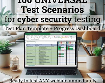 100 Security Test Scenarios + Test Plan Template + Progress Dashboard | Website & Cyber Security Testing | QA Checklist Excel Download