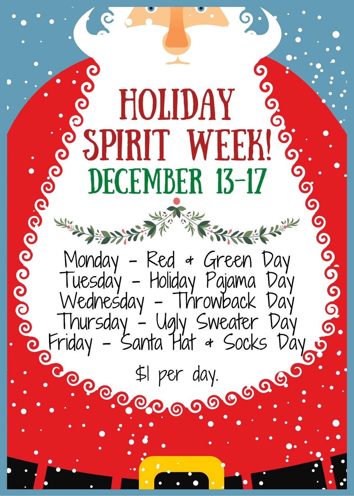 Holiday Spirit Week Flyer / Christmas Party Invitation Etsy Holiday Spirit Week Flyer / Christmas Party Invitation Etsy