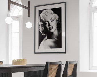 Marilyn Monroe Poster| Schwarz-Weiß| Marilyn Monroe Print| Marilyn Monroe| Filmposter| Kunstdruck| Dekor| Wandkunst| Digitaler Download