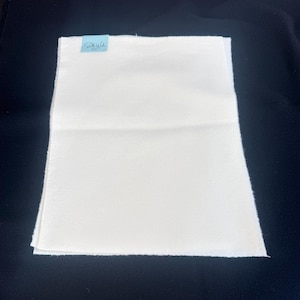 Hand felted wool fabric - White - rug hooking - applique  - quilting - sewing- 201A