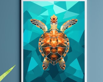 Geometric Sea Turtle Print: Ocean Wall Art (Digital Download)