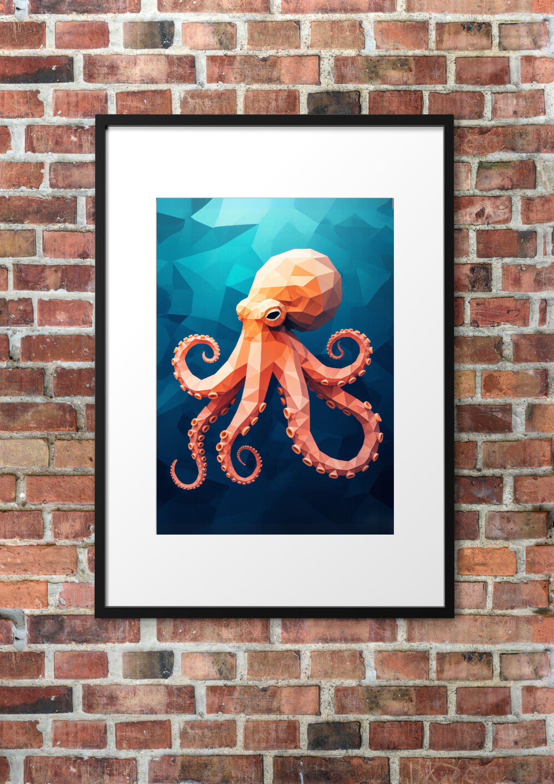 Geometric Octopus Print: Modern Coastal Wall Art (Digital Download)