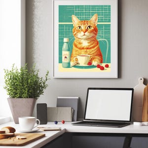 Vintage Orange Cat Print: 1950s Kitchen Decor (Digital Download)
