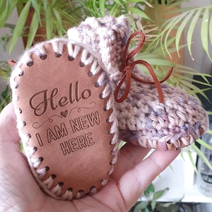 BABY BOOTIE Soles | Crochet Faux Suede | Newborn Baby | Slipper Soles | For Knitting And Crochet | Aran Worsted Yarn | Hello I'm New Here