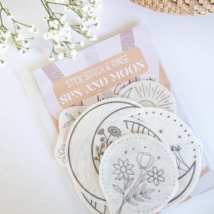 Sun & Moon Embroidery Stick und Stitch Patches: Himmlische Blumenstickerei
