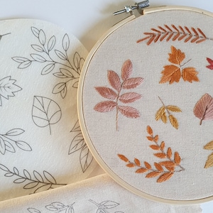 FALL AUTUMN Leaves EMBROIDERY Pattern | Stick And Stitch Washaway Stabilizer | Clothes Bags | Jumpers | Hoodies | T-Shirts | Embroidery Hoop