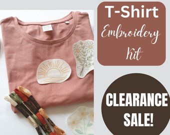 SALE! T-SHIRT Embroidery Kit | WASHAWAY Happy Flowers And Motifs Stick And Stitch Sheet | Personalized Handmade Sew Your Own Sewing Kit