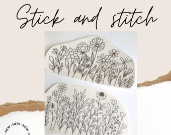 STICK AND STITCH Estabilizador de bordado lavable / Diseños de flores silvestres / Enjuague con interfaz de respaldo de bordado de agua / Patrón de bordado