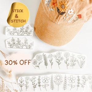 Estabilizador de bordado de flores silvestres Stick and Stitch: 4 piezas Washaway Designs