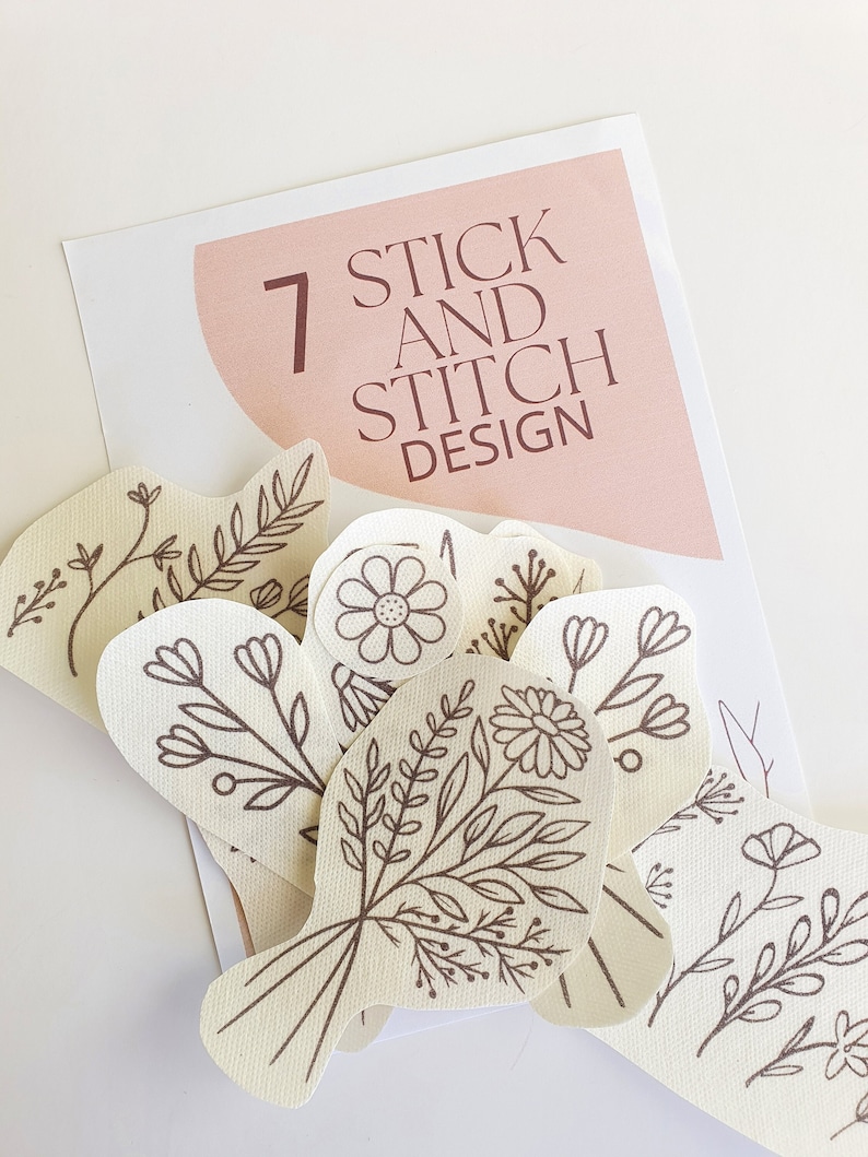 Wildflower Embroidery Kit: 7 Stick and Stitch Washaway Designs - Etsy