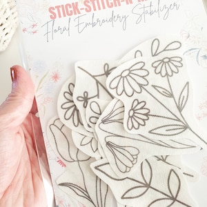 Spring Flower Embroidery Stabilizer: 13-Piece Stick and Stitch Washaway Pack