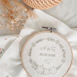 STICK AND STITCH WEDDING Fidanzamento / Stabilizzatore per ricamo lavabile personalizzato / Disegni floreali con fiori di campo / Risciacquare con acqua Anniversario